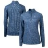 Women's New York Yankees Cutter & Buck Navy Traverse Camo Print Stretch Quarter-Zip Pullover Top