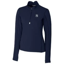 Women's New York Yankees Cutter & Buck Navy Traverse Half-Zip Pullover Jacket