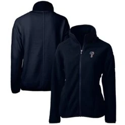 Women's Philadelphia Phillies Cutter & Buck Navy Americana Logo Cascade Eco Sherpa Full-Zip Fleece Jacket