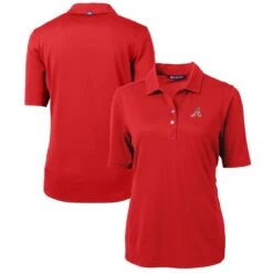 Baseball Peripherals Store 19 Women's Atlanta Braves Cutter & Buck Red Americana Logo DryTec Virtue Eco Pique Recycled Polo