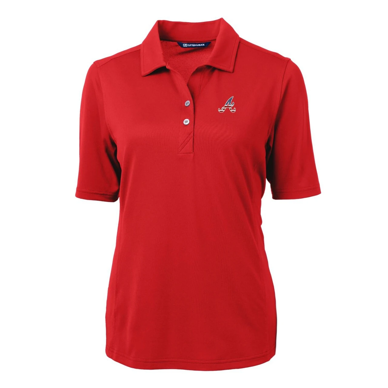 Women's Atlanta Braves Cutter & Buck Red Americana Logo DryTec Virtue Eco Pique Recycled Polo 4 Women's Atlanta Braves Cutter & Buck Red Americana Logo DryTec Virtue Eco Pique Recycled Polo - Image 2