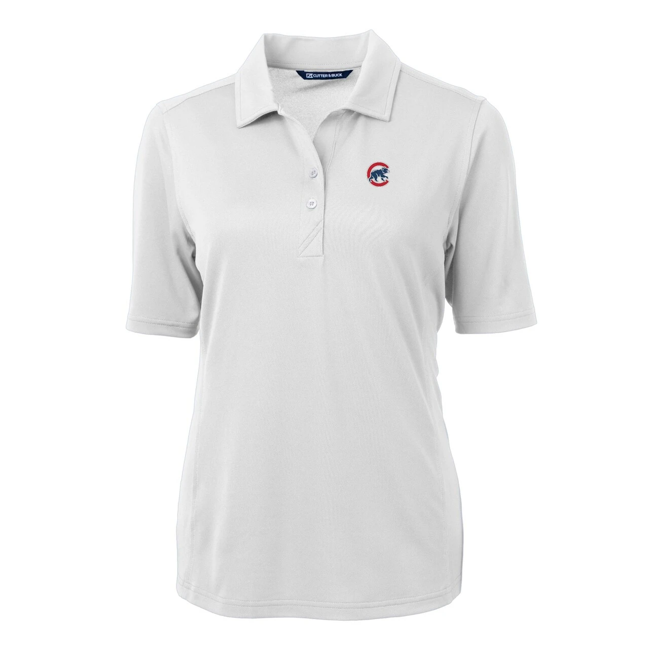 Women's Chicago Cubs Cutter & Buck White DryTec Virtue Eco Pique Recycled Polo 4 Women's Chicago Cubs Cutter & Buck White DryTec Virtue Eco Pique Recycled Polo - Image 2