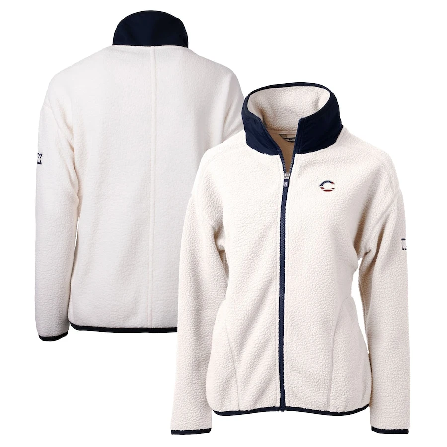 Women's Cincinnati Reds Cutter & Buck White Americana Logo Cascade Eco Sherpa Full-Zip Fleece Jacket 3 Women's Cincinnati Reds Cutter & Buck White Americana Logo Cascade Eco Sherpa Full-Zip Fleece Jacket