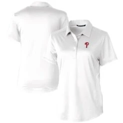Women's Philadelphia Phillies Cutter & Buck White Prospect Textured Stretch Polo