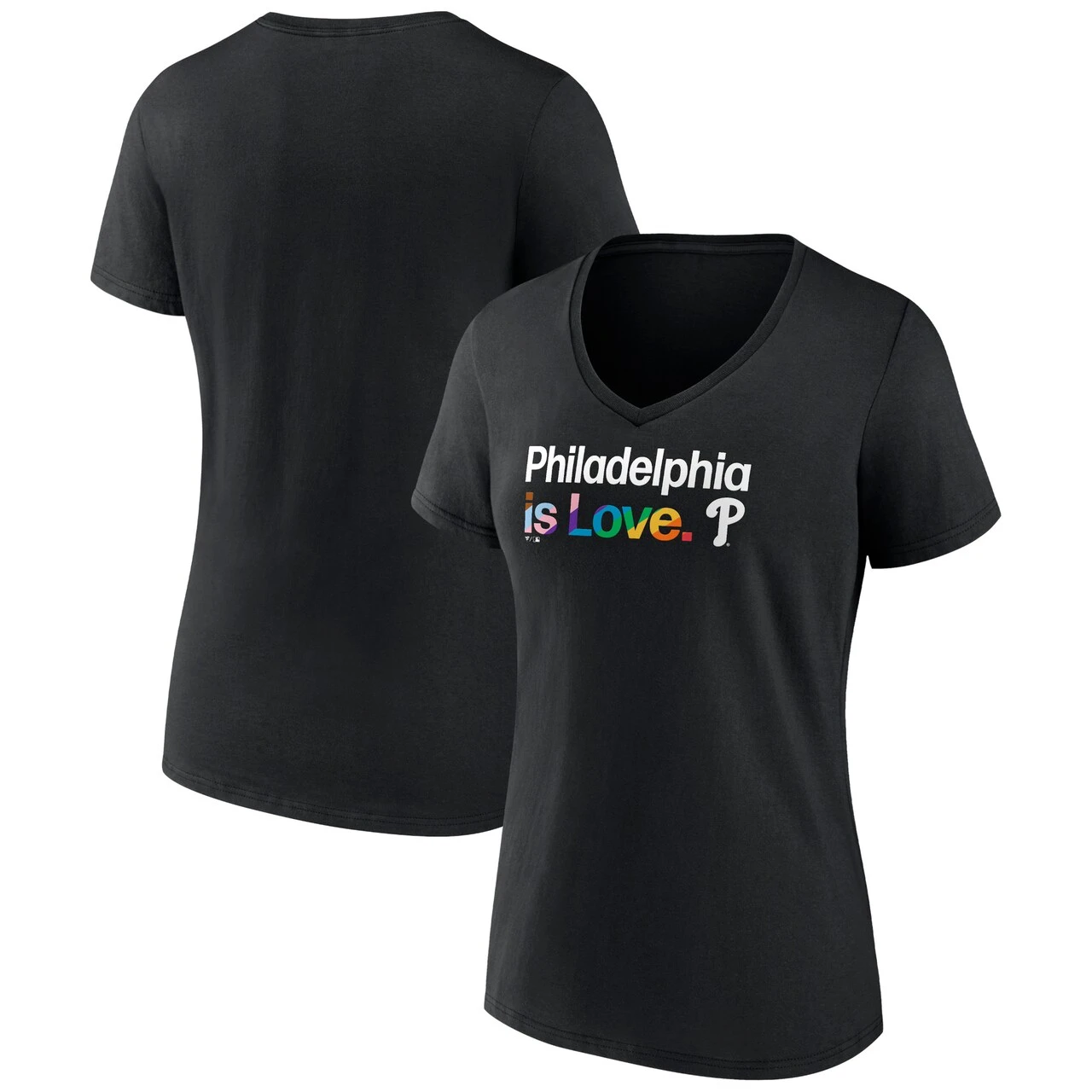 Women's Philadelphia Phillies Fanatics Branded Black City Pride V-Neck T-Shirt 3 Women's Philadelphia Phillies Fanatics Branded Black City Pride V-Neck T-Shirt