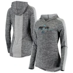 Women's Miami Marlins Fanatics Branded Gray Authentic UltraLight Pullover Raglan Hoodie