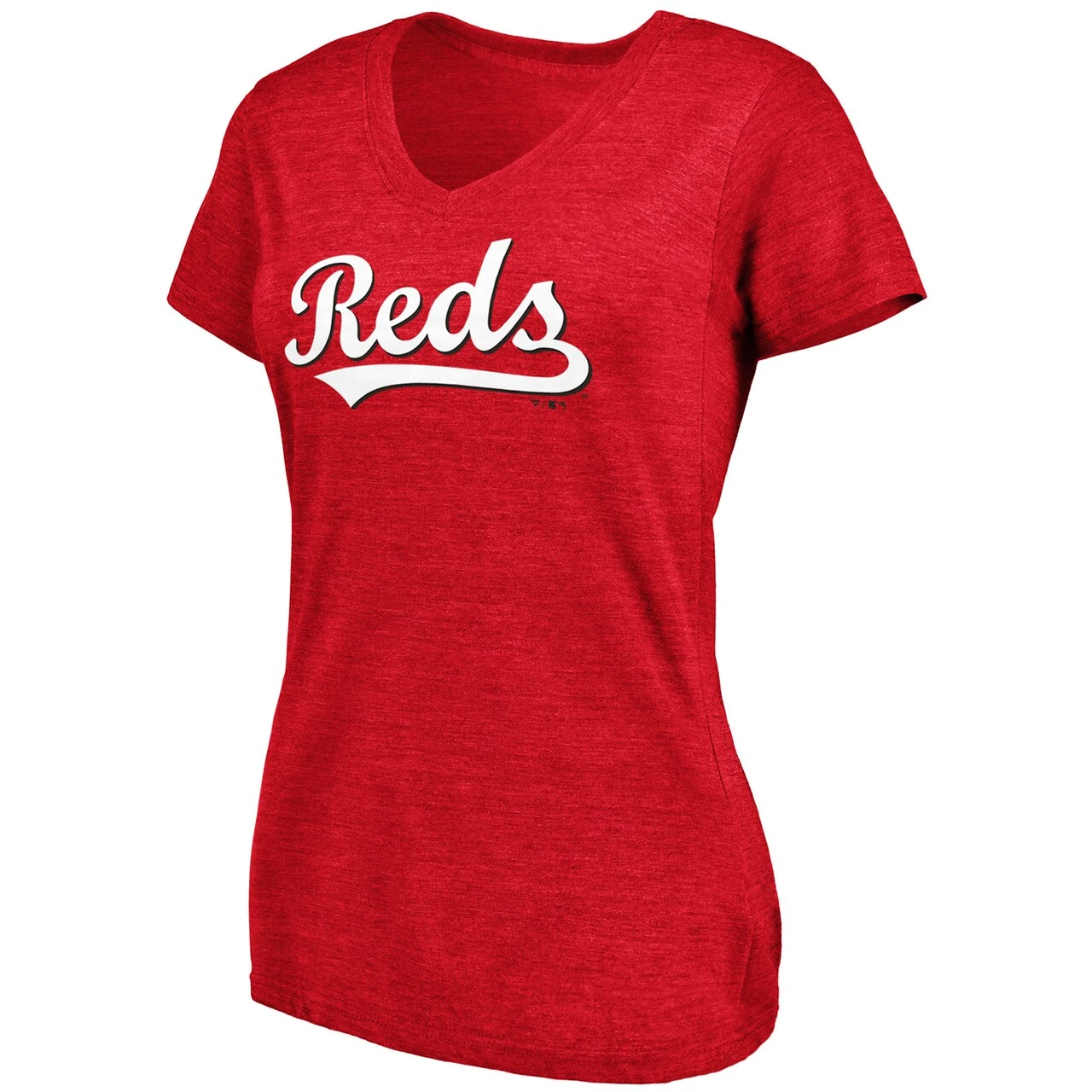 Women's Cincinnati Reds Fanatics Branded Heathered Wordmark Tri-Blend V-Neck T-Shirt 4 Women's Cincinnati Reds Fanatics Branded Heathered Wordmark Tri-Blend V-Neck T-Shirt - Image 2
