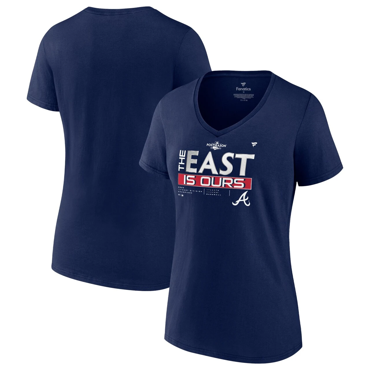 Women's Atlanta Braves Fanatics Branded Navy 2022 NL East Division Champions Locker Room V-Neck T-Shirt 3 Women's Atlanta Braves Fanatics Branded Navy 2022 NL East Division Champions Locker Room V-Neck T-Shirt