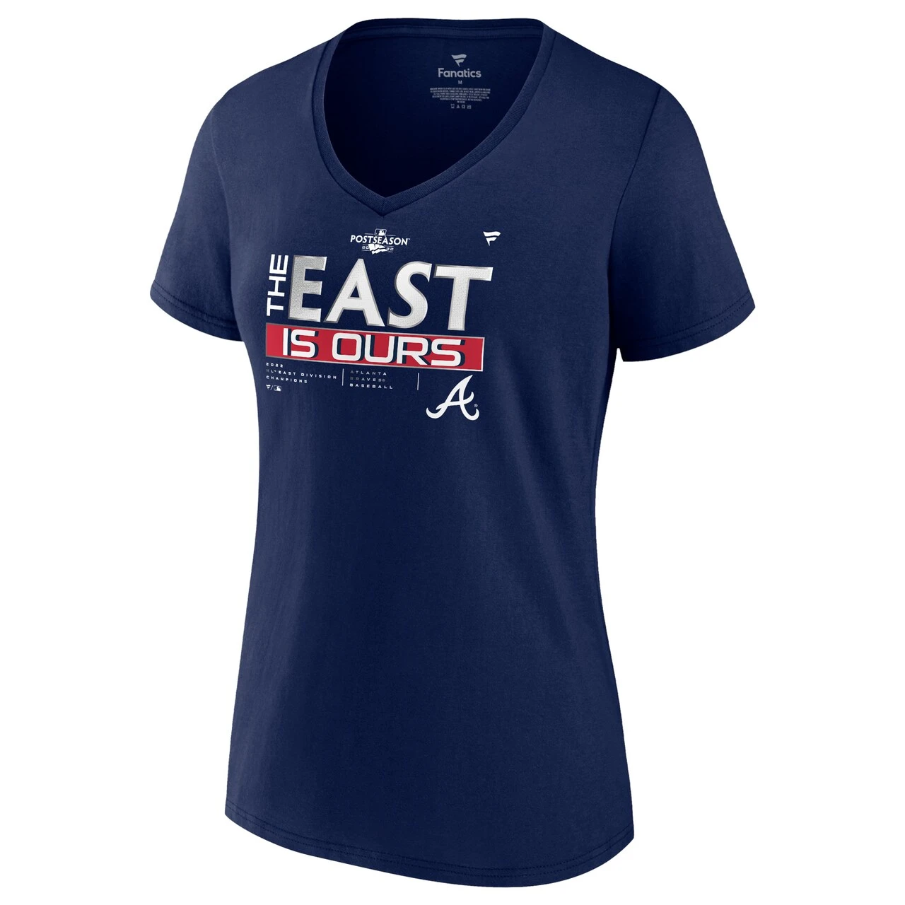 Women's Atlanta Braves Fanatics Branded Navy 2022 NL East Division Champions Locker Room V-Neck T-Shirt 4 Women's Atlanta Braves Fanatics Branded Navy 2022 NL East Division Champions Locker Room V-Neck T-Shirt - Image 2
