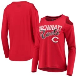 Women's Cincinnati Reds G-III 4Her By Carl Banks Red Crackerjack Cold Shoulder Long Sleeve T-Shirt