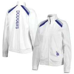 Women's Los Angeles Dodgers G-III 4Her By Carl Banks White Red Flag Full-Zip Track Jacket