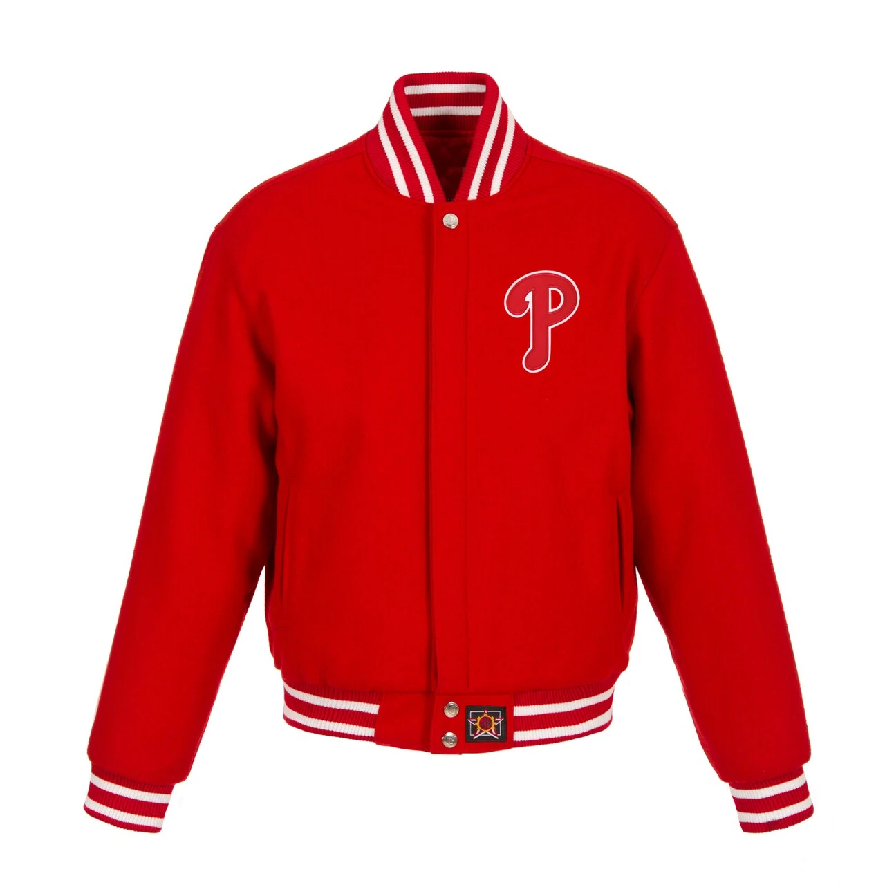 Women's Philadelphia Phillies JH Design Red Embroidered Logo All-Wool Jacket 3 Women's Philadelphia Phillies JH Design Red Embroidered Logo All-Wool Jacket