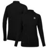 Women's New York Yankees Levelwear Black Verse Asymmetrical Raglan Tri-Blend Quarter-Zip Jacket