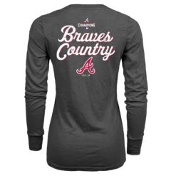 Women's Atlanta Braves Majestic Threads Charcoal 2021 World Series Champions Hometown Long Sleeve V-Neck T-Shirt -Baseball Peripherals Store womens majestic threads charcoal atlanta braves 2021 world series champions hometown long sleeve v neck t shirt pi4567000 altimages ff 4567227 d7c493cbe7e5abd28a2falt3 full
