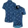 FOCO Women's Atlanta Braves Navy All Over Logos Button-Up Shirt