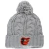 Women's Baltimore Orioles New Era Gray Rush Cuffed Knit Hat With Pom
