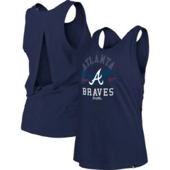 Women's Atlanta Braves New Era Navy Open Back Tank Top