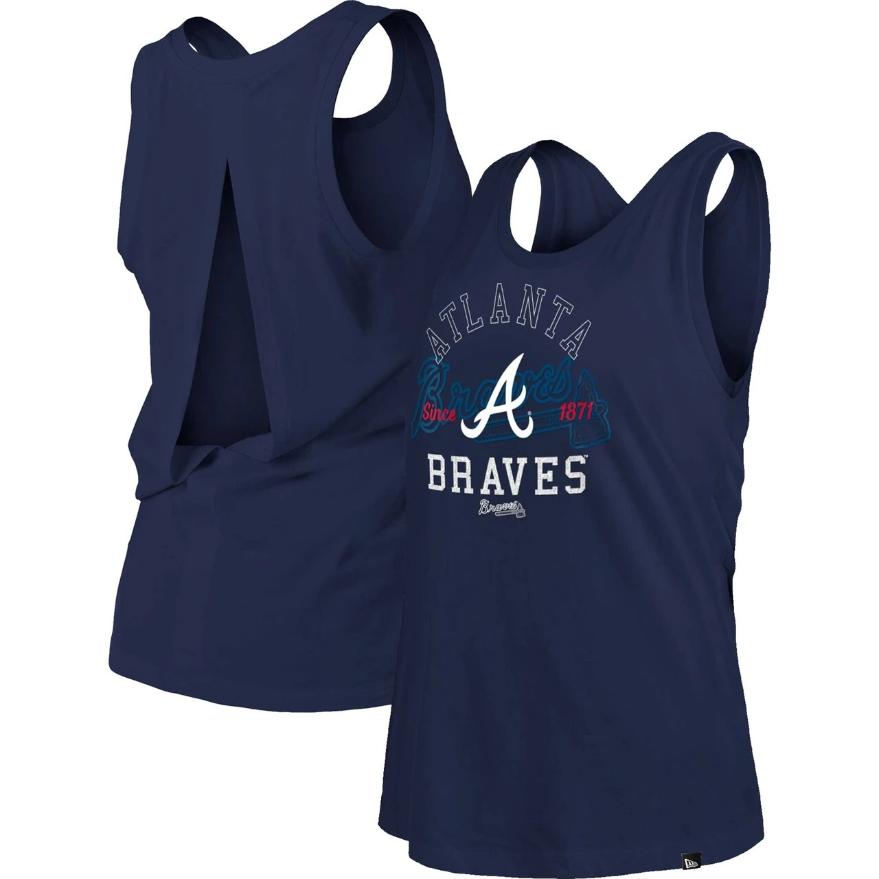 Women's Atlanta Braves New Era Navy Open Back Tank Top 3 Women's Atlanta Braves New Era Navy Open Back Tank Top