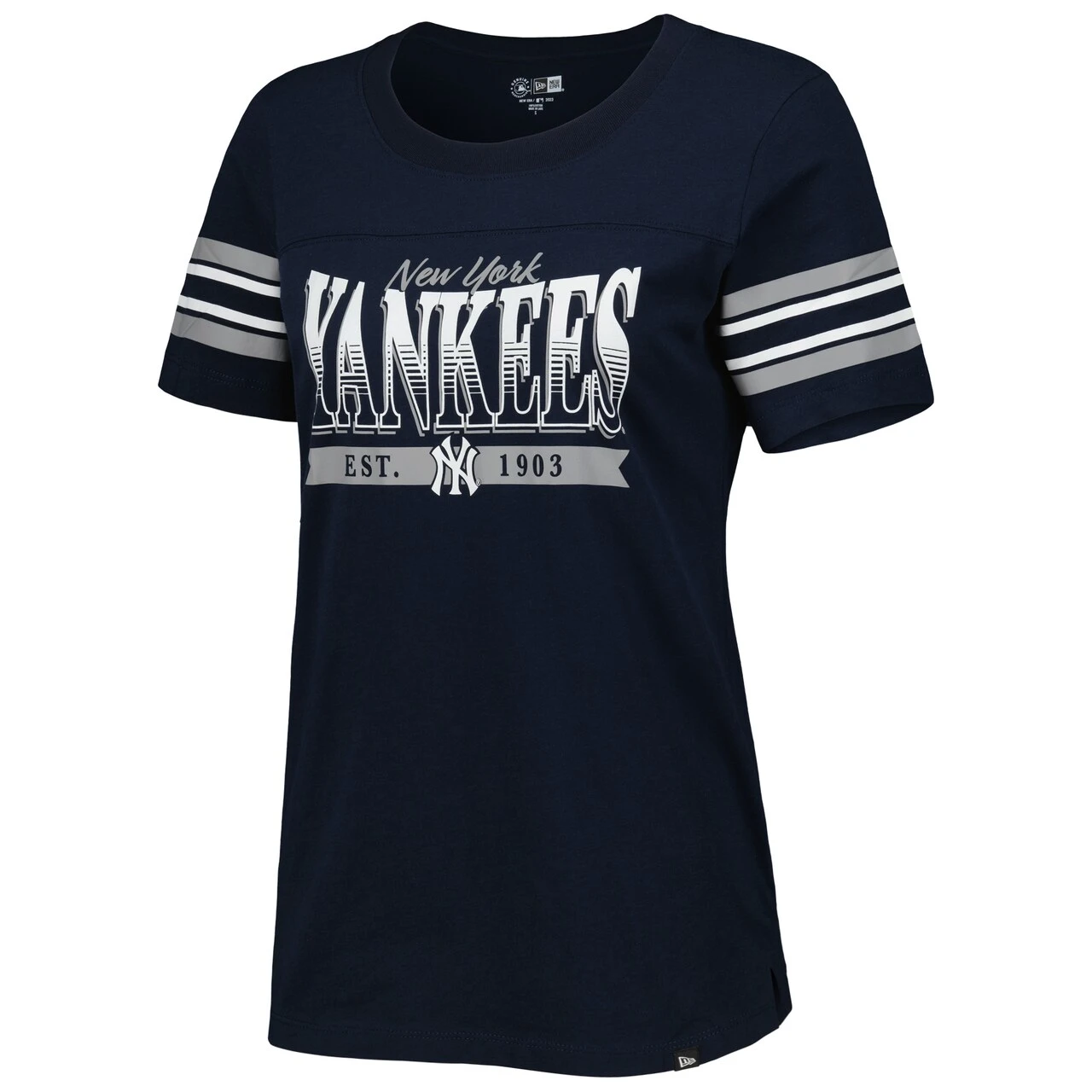Women's New York Yankees New Era Navy Team Stripe T-Shirt 4 Women's New York Yankees New Era Navy Team Stripe T-Shirt - Image 2