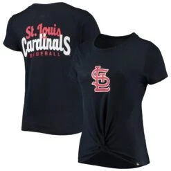 Women's St. Louis Cardinals New Era Navy 2-Hit Front Twist Burnout T-Shirt