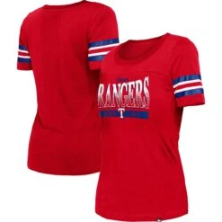 Women's Texas Rangers New Era Red Team Stripe T-Shirt