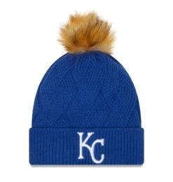 Women's Kansas City Royals New Era Royal Snowy Cuffed Knit Hat With Pom