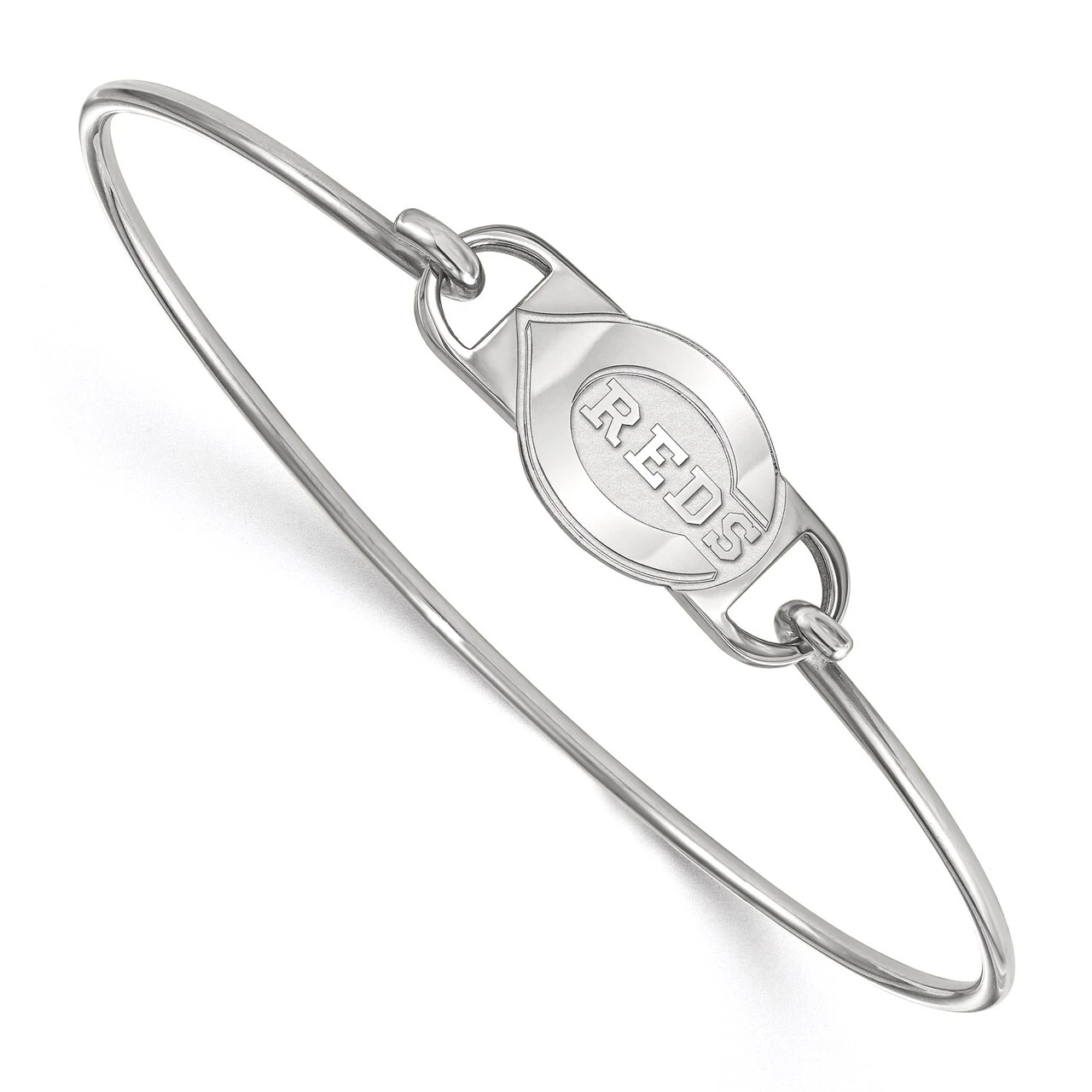 Women's Cincinnati Reds Silver Logo Bangle Bracelet 3 Women's Cincinnati Reds Silver Logo Bangle Bracelet