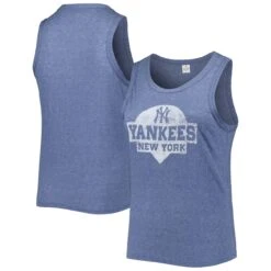 Women's New York Yankees Soft As A Grape Navy Plus Size High Neck Tri-Blend Tank Top