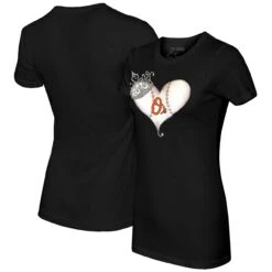 Women's Baltimore Orioles Tiny Turnip Black Tiara Heart T-Shirt