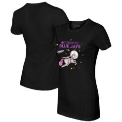Women's Toronto Blue Jays Tiny Turnip Black Space Unicorn T-Shirt