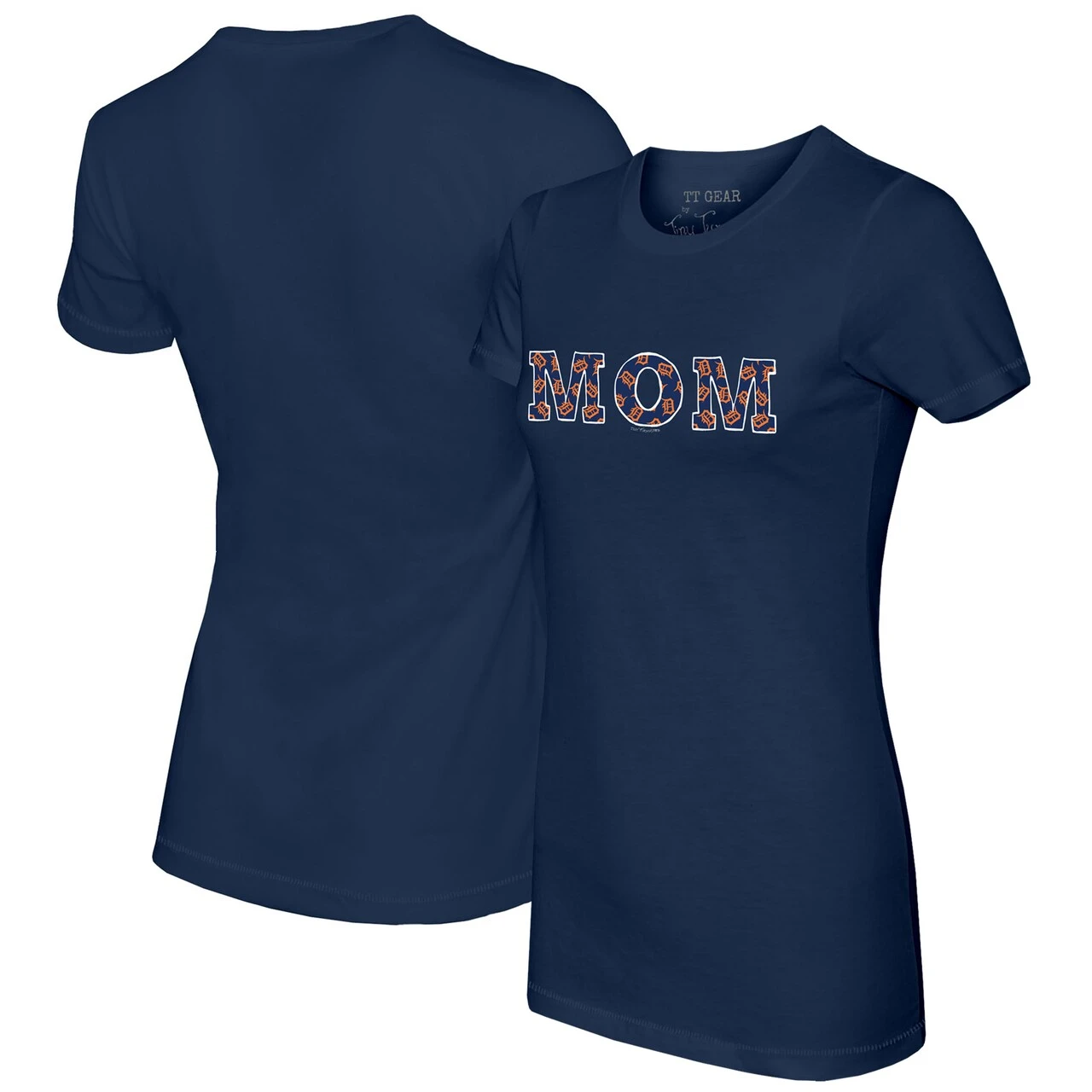 Women's Detroit Tigers Tiny Turnip Navy Logo Mom T-Shirt 3 Women's Detroit Tigers Tiny Turnip Navy Logo Mom T-Shirt