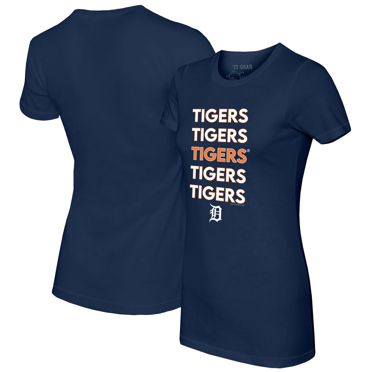 Women's Detroit Tigers Tiny Turnip Navy Stacked T-Shirt 3 Women's Detroit Tigers Tiny Turnip Navy Stacked T-Shirt