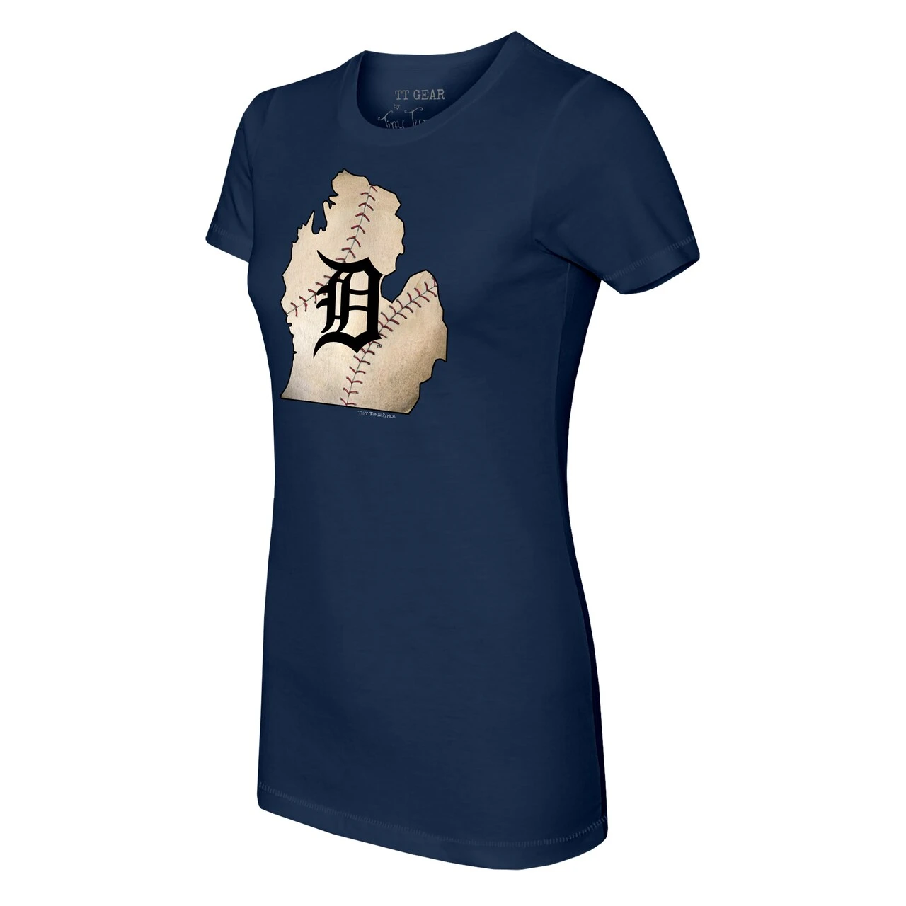 Women's Detroit Tigers Tiny Turnip Navy State Outline T-Shirt 4 Women's Detroit Tigers Tiny Turnip Navy State Outline T-Shirt - Image 2