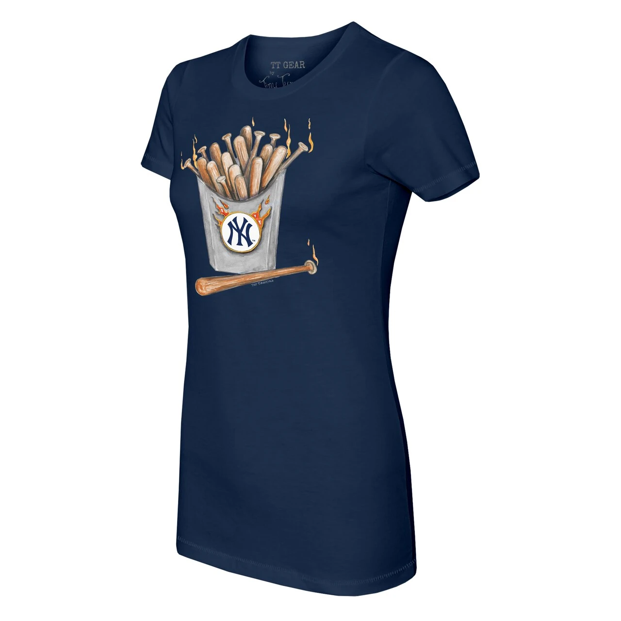 Women's New York Yankees Tiny Turnip Navy Hot Bats T-Shirt 4 Women's New York Yankees Tiny Turnip Navy Hot Bats T-Shirt - Image 2