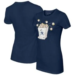 Women's New York Yankees Tiny Turnip Navy Popcorn T-Shirt