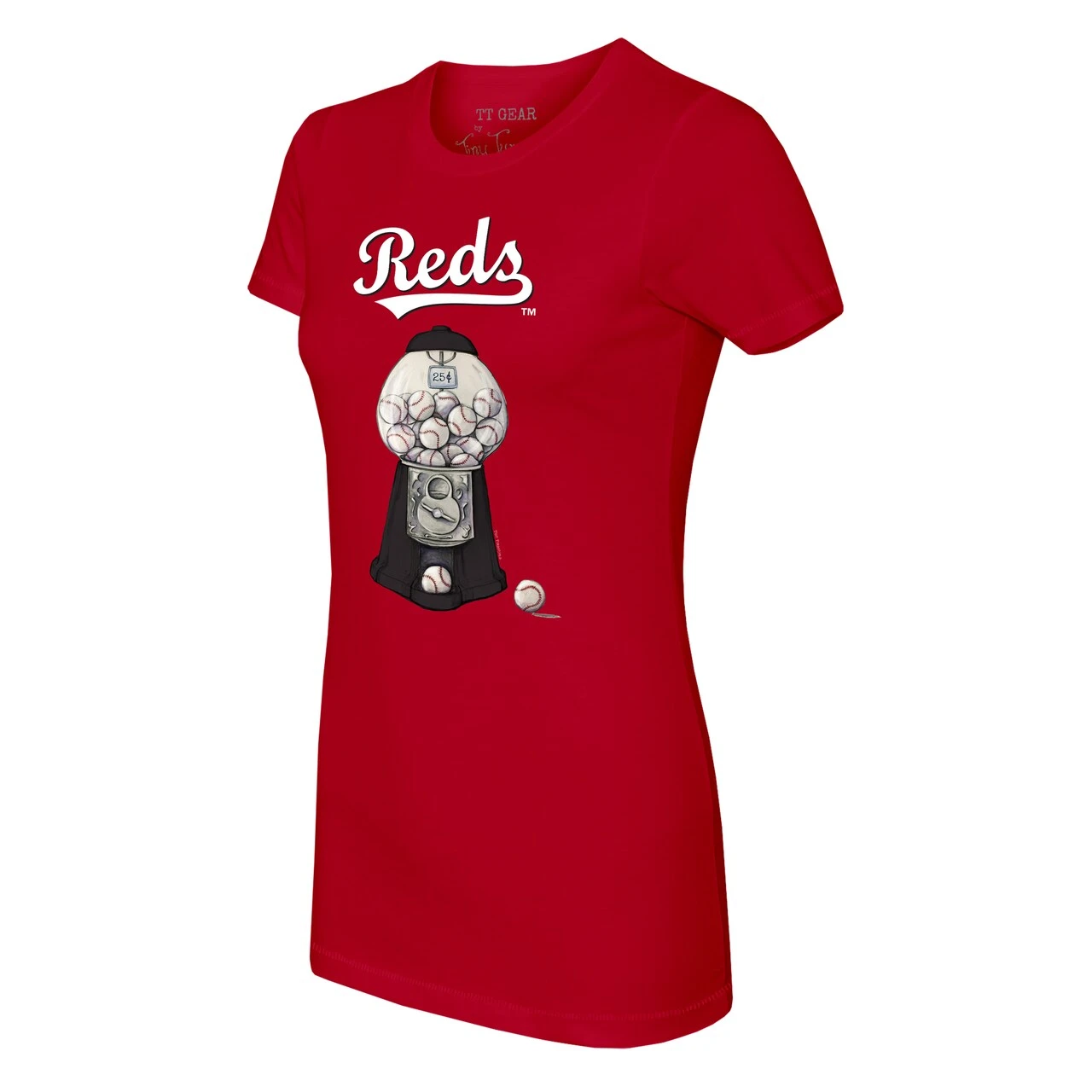 Women's Cincinnati Reds Tiny Turnip Red Gumball Machine T-Shirt 4 Women's Cincinnati Reds Tiny Turnip Red Gumball Machine T-Shirt - Image 2