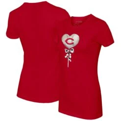 Women's Cincinnati Reds Tiny Turnip Red Heart Lolly T-Shirt