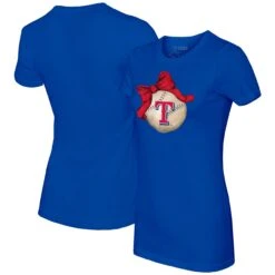 Women's Texas Rangers Tiny Turnip Royal Baseball Bow T-Shirt
