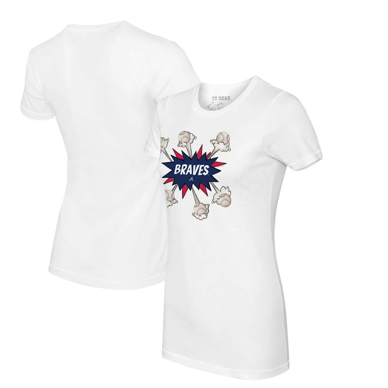 Women's Atlanta Braves Tiny Turnip White Baseball Pow T-Shirt 3 Women's Atlanta Braves Tiny Turnip White Baseball Pow T-Shirt