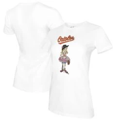Women's Baltimore Orioles Tiny Turnip White Baseball Babes T-Shirt