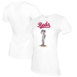 Women's Cincinnati Reds Tiny Turnip White Bubbles T-Shirt