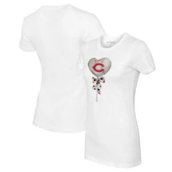 Women's Cincinnati Reds Tiny Turnip White Heart Lolly T-Shirt