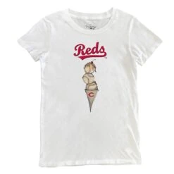 Women's Cincinnati Reds Tiny Turnip White Triple Scoop T-Shirt