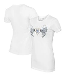 Baseball Peripherals Store 7 Women's Detroit Tigers Tiny Turnip White Angel Wings T-Shirt