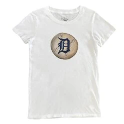 Women's Detroit Tigers Tiny Turnip White Stitched Baseball T-Shirt