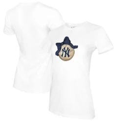 Women's New York Yankees Tiny Turnip White Baseball Bow T-Shirt