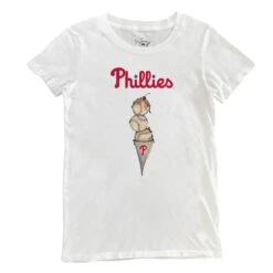Women's Philadelphia Phillies Tiny Turnip White Triple Scoop T-Shirt