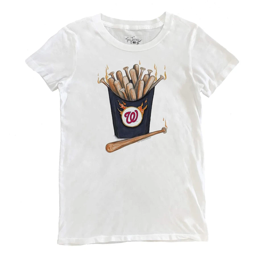 Women's Washington Nationals Tiny Turnip White Hot Bats T-Shirt 3 Women's Washington Nationals Tiny Turnip White Hot Bats T-Shirt