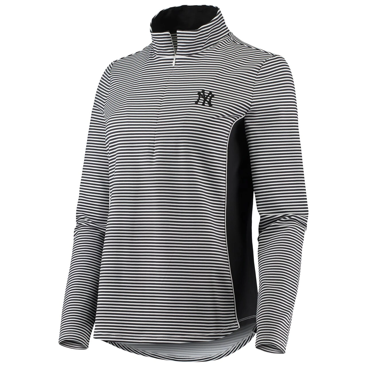 Women's New York Yankees Tommy Bahama Black Aubrey Stripe Block IslandZone Half-Zip Jacket 4 Women's New York Yankees Tommy Bahama Black Aubrey Stripe Block IslandZone Half-Zip Jacket - Image 2