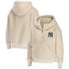 Women's WEAR By Erin Andrews Cream New York Yankees Plus Size Sherpa Quarter-Zip Hoodie